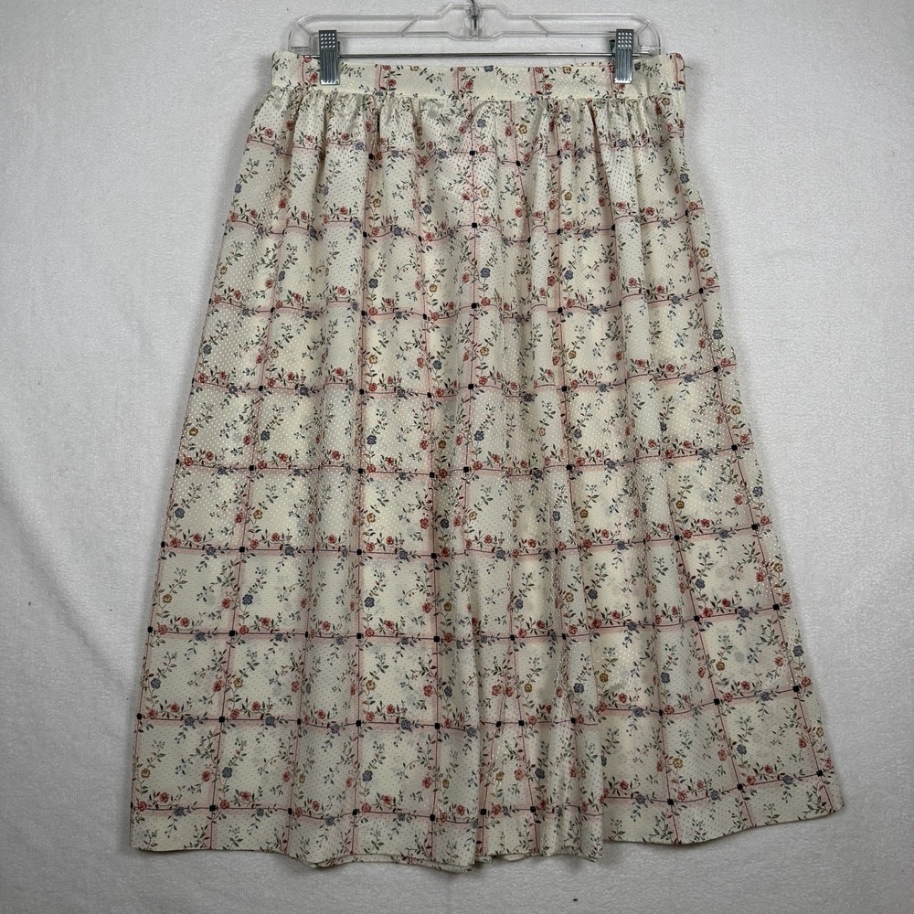 VTG Panther Midi Skirt 15/16 Made in USA Floral‎ Western Cottagecore Pleated